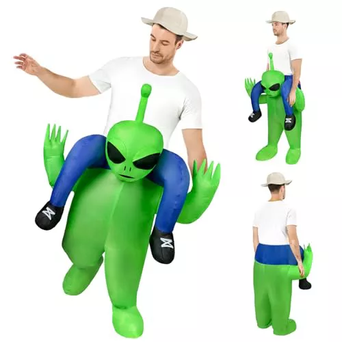 AYBUY Disfraz inflable de alienígena, disfraz inflable verde, cómodo de llevar, disfraz inflable para adultos con sistema de inflación, carnaval, Halloween, verde, cosplay para fiestas, 160-190 cm