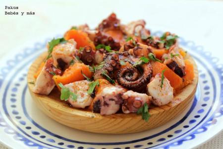 Pulpo con boniatos. Entrante navideño para toda la familia