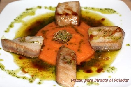 Receta de tataki de atún con salmorejo