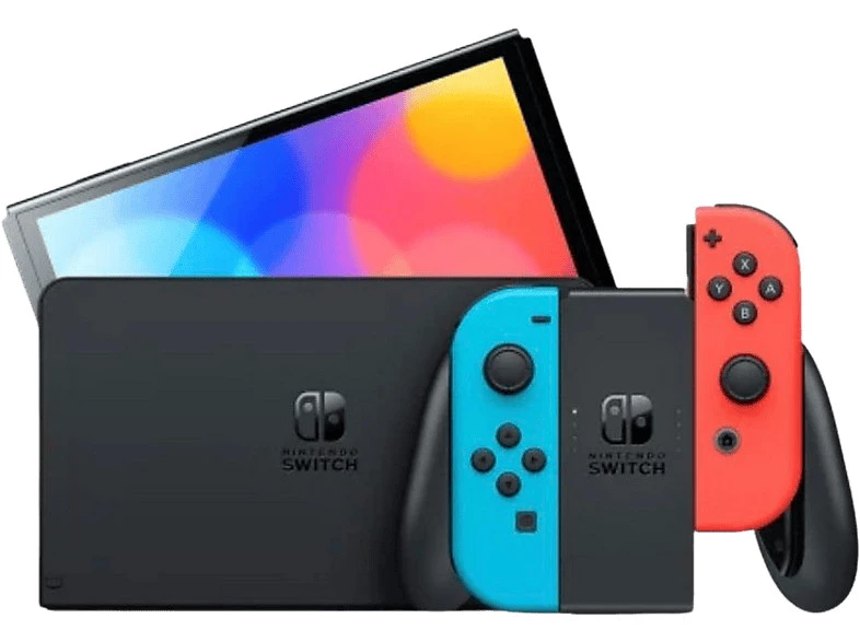 Consola - Nintendo Switch OLED, 7", Joy-Con, 64 GB, Azul y Rojo Neón