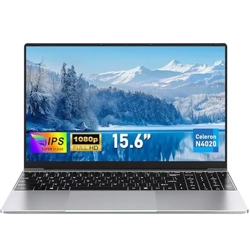 FUNYET Ordenador portátil, 2025 Laptop de 15,6 Pulgadas, 8GB RAM 256GB SSD, Ordenador portátil N4020, IPS FHD 1920 x 1080, 180°, Cierre Abierto, 5000 mAh, Estudiante, Ranura para Tarjeta TF