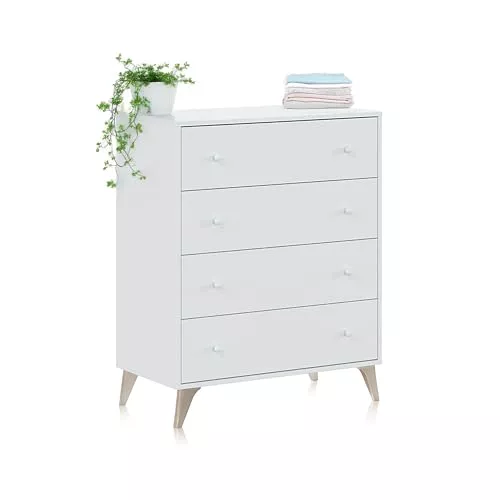 duehome | Cómoda de 4 Cajones para Dormitorio 77,5 cm (Largo) x 95 cm (Alto) x 40 cm (Fondo)