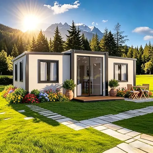 Pequeñas casas para vivir, prefabricadas expandibles - Casa modular plegable portátil con cocina, baño, 1-3 dormitorios - Ideal para familia, oficina, alquiler
