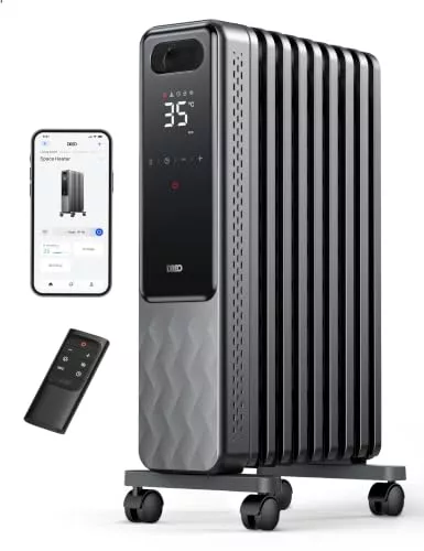 Dreo Radiador de Aceite 2000W, Calentador de Aceite Eléctrico Portátil 9 Elementos