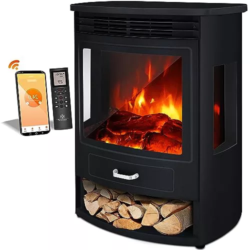 KESSER® Prio Chimenea Eléctrica Con Calentador, Ventilador, Mando a Distancia 950/1900W, LED Efecto Llama, Termostato