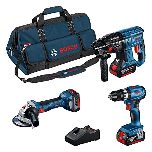 Bosch Professional Set taladro + martillo + amoladora 