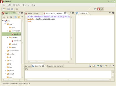 RadRails, un IDE para desarrollar en Ruby on Rails
