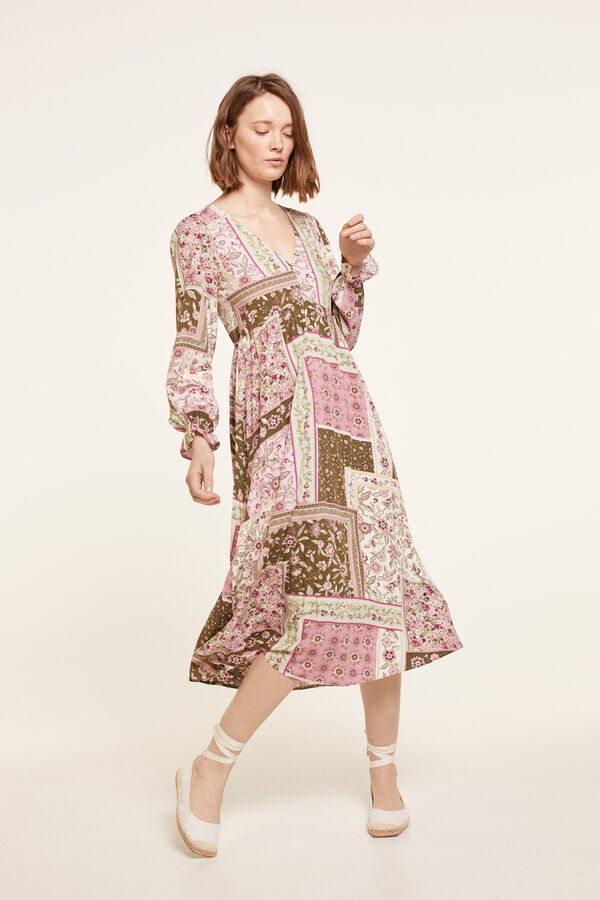 Sustainable Viscose Patchwork Midi Dress