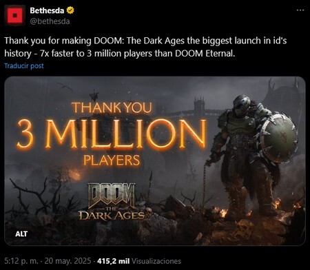 Doom The Dark Ages Mejor Lanzamiento Doom Eternal Jugadores Ventas