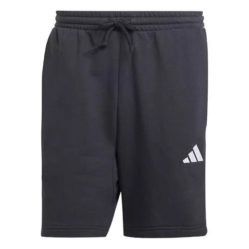adidas Uomo Essential Three Stripes French Terry Short, Black/White, L