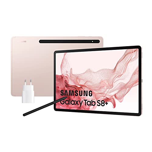 Samsung Galaxy Tab S8+ con cargador - Tablet de 12,4" (8GB RAM, 256GB Almacenamiento, Wifi, Android 12) Rosa - Versión española