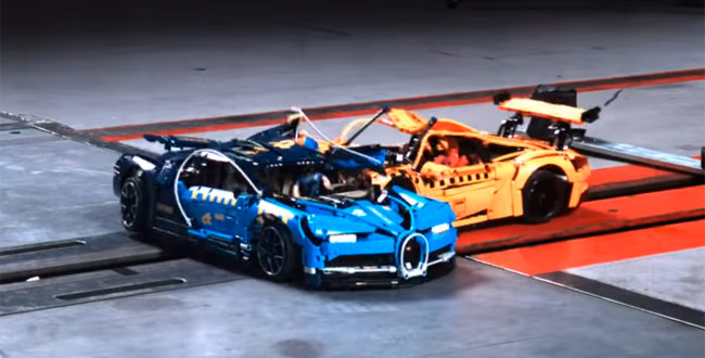 Crash test LEGO Technic: Bugatti Chiron vs Porsche 911 GT3 RS