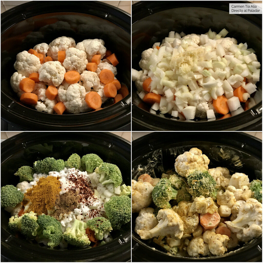 Korma de verduras en CrockPot. Receta de cocina fácil, sencilla y deliciosa