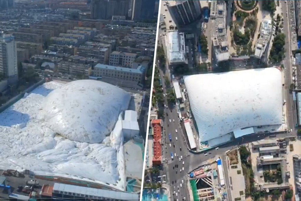 Una obra enfrente de casa es un sinvivir para todo el mundo. China tiene una solución: cúpulas inflables