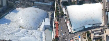 A work in front of Casa is unvoyable for everyone. China has a solution: inflatable domes