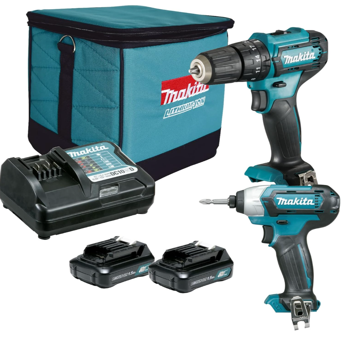 Kit rotomartillo y atornilladord de impacto Makita con accesorios