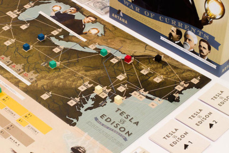 El juego de mesa sobre Tesla contra Edison