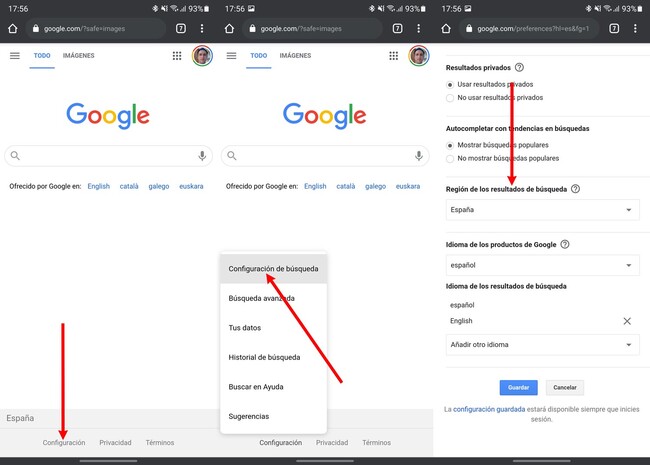 Cómo cambiar la región y el idioma de la búsqueda de Google