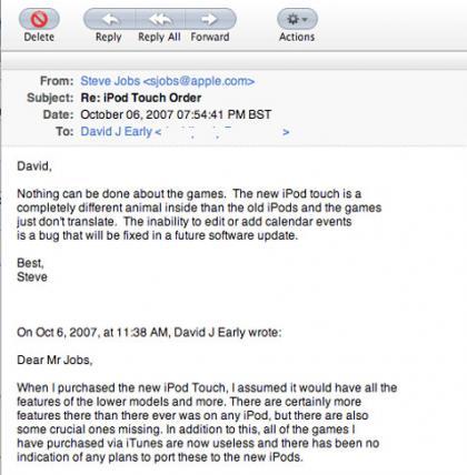 ¿No se puede editar citas en el iPod Touch? Steve dice que se podrá