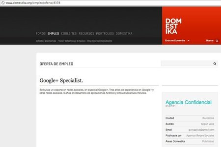 Ofertas de trabajo: experto en Google+ con tres años de experiencia o cómo ponerte en evidencia