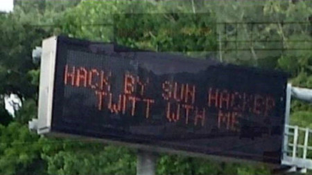 Panel de mensaje variable, hackeado