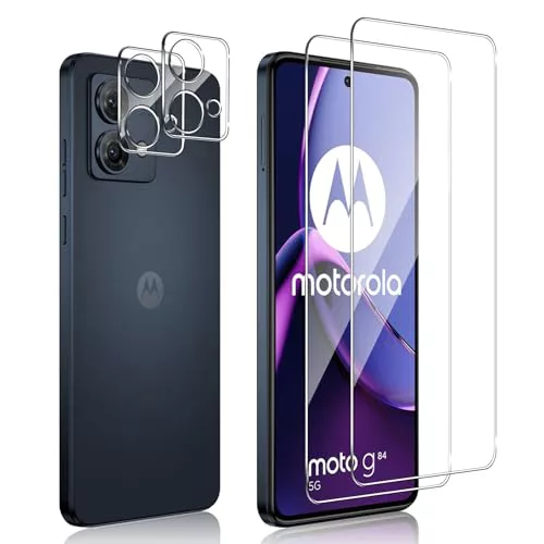 Xunzii Protector de Pantalla para Motorola Moto G84 5G y Protector Lente Cámara [2+2 Piezas], 9H HD Alta Sensibilidad Resistente a Arañazos Cristal Templado Vidrio Templado [Transparente]