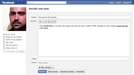 Facebook añade nuevas herramientas para las notas