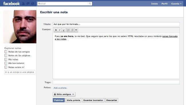 Facebook añade nuevas herramientas para las notas