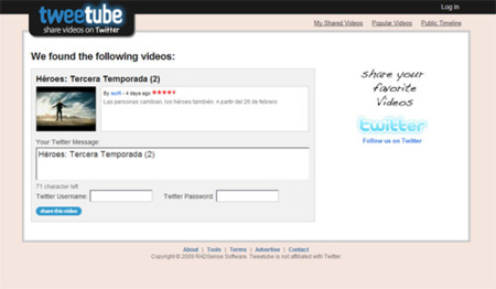 Tweetube, comparte vídeos en Twitter