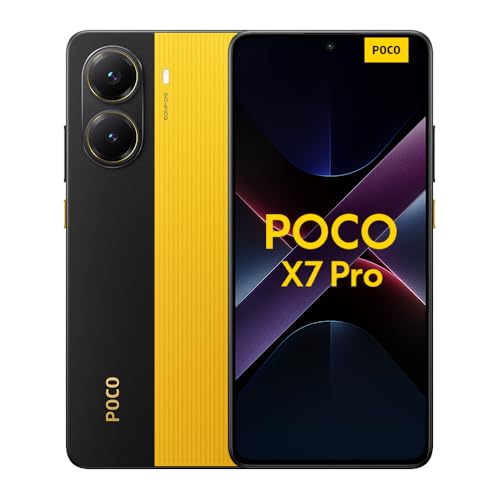 Xiaomi Poco X7 Pro Smartphone, 8+256GB, Amarillo, cámara Principal de 50MP con OIS, batería de 6000 mAh (Tipo) con HyperCharge de 90 W, IP68, Funciones de IA (no Incluye Cargador)