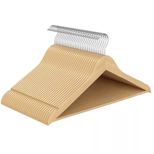 SONGMICS Perchas de Madera de Abedul, Perchas Ahorra Espacio, 42
