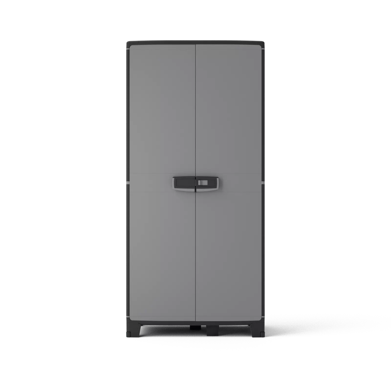 Armario escobero de polipropileno con 2 puertas y 3 baldas en gris, negro 180x85x52cm 