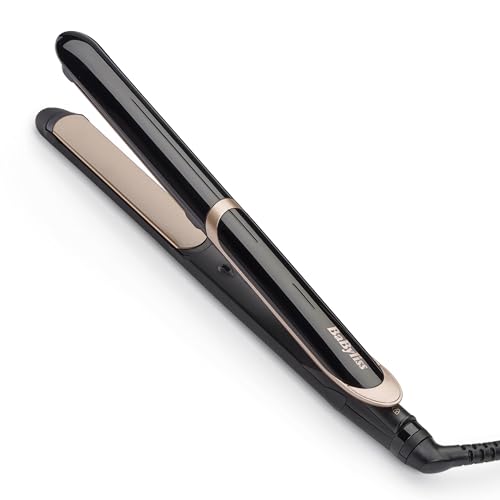 BaByliss Plancha de Pelo Super Smooth - Tecnología iónica anti frizz, Alfombrilla térmica, Placas de cerámica para peinados ultrasuaves, Calentamiento rápido, 6 ajustes de 140°C a 235°C, ST393E