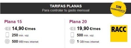 RACCTel también suma minutos a su tarifa plana 15 hasta 250 y 500 MB por 15 euros