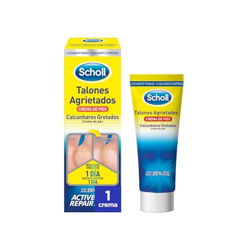 Scholl Crema Reparadora Talones Agrietados, 60 ml - Hidratación Intensiva con Urea 25%, Active Repair K+ y Queratina, Repara Pies Secos, Agrietados y Dañados, Resultados desde el Día 1