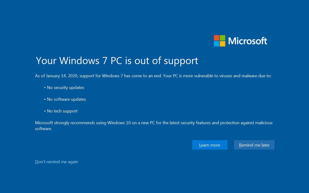 Qué implica seguir con Windows 7 a partir de hoy, tras el fin de soporte