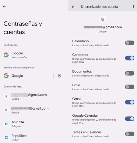 Sincronización cuentas Android