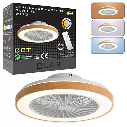 CLAR - Ventilador De Techo Con Luz, Ventilador De Techo Con Luz Silencioso, Silencioso Con Mando, Ceiling Fan With Light