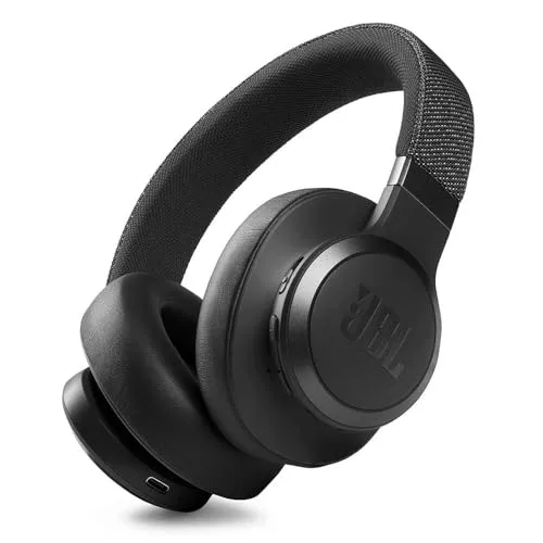 JBL LIVE 660 NC Auriculares circumaurales inalámbricos con cancelación adaptativa de ruido, tecnología Bluetooth, hasta 50h de batería sin NC, asistente de voz y conexión multipunto, negro