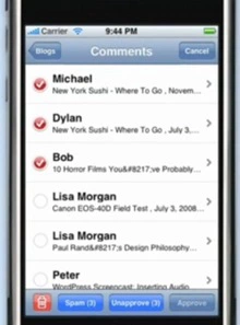 moderación de comentarios - Wordpress IPhone 1.2