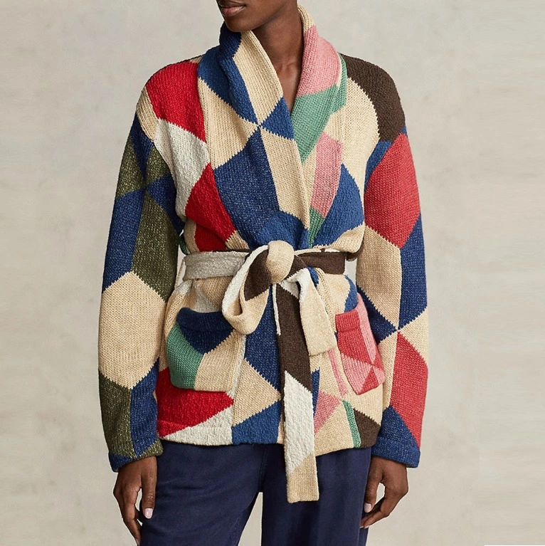 Polo Ralph Lauren Cárdigan de mujer con estampado geométrico multicolor