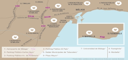 Mapa de puntos de recarga rápida en Málaga ZEM2All