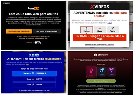 Sistemas de verificación de edad de Pornhub, XVideos, XNXX y Stripchat | Imagen: Xataka