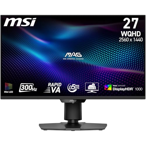 MSI mag 274QPF X30MV, 27 Fulgadas, WQHD, 2560x1440, Monitor Gaming, Rapid VA, 300Hz, 0.5ms, DisplayHDR 1000, Mini-LED, HDMI 2.1, DP 1.4a, Inclinación/Altura Ajustable, Negro