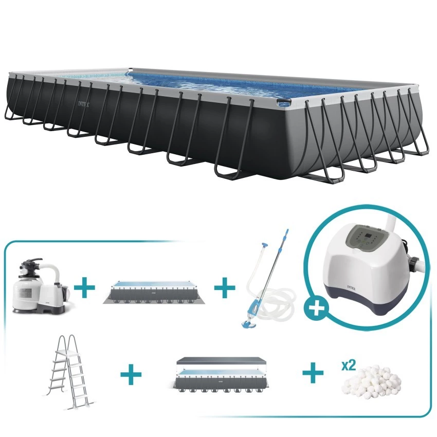 Pack Piscina desmontable rectangular Ultra XTR 10 metros accesorios
