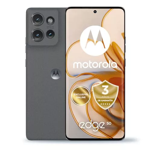 Motorola Edge 50, 24GB (12+12GB RAM Boost)/512GB, España, certificación Militar de Durabilidad, Pantalla 6,7" pOLED 1.5K, cámara 50MP y Zoom Optico 3X, Carga TurboPower de 68 W, Funda, Gris