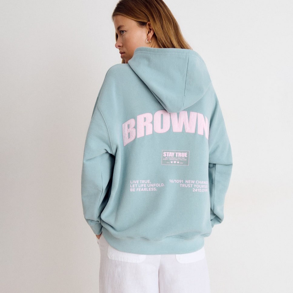 Sudadera de mujer con logo y parche Verde Brownie

