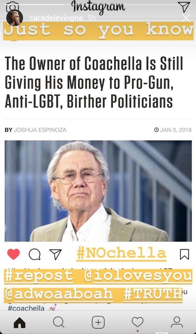 Cara Delevingne Stories Coachella