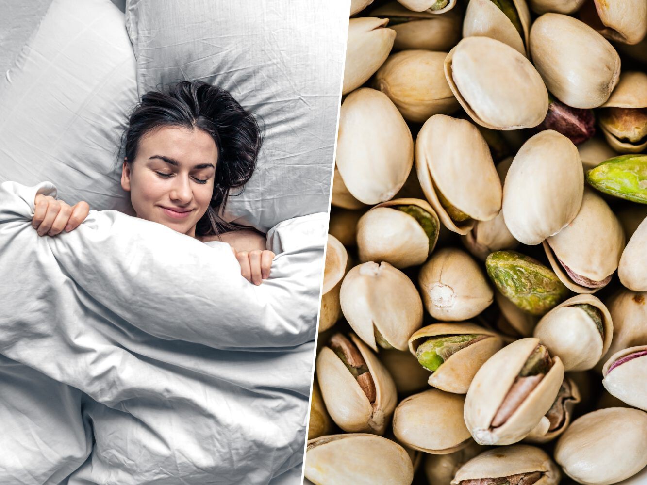Pistachos sobre una superficie clara