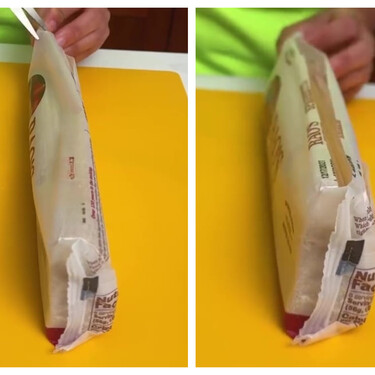 Es un gesto casi absurdo, pero es la mejor manera que hay para abrir y guardar los paquetes de espaguetis en la despensa 